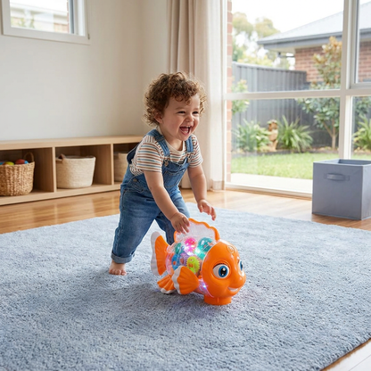 Light-Up Gear Fish Toy for Kids – Transparent Moving Gears with Music & Motion
