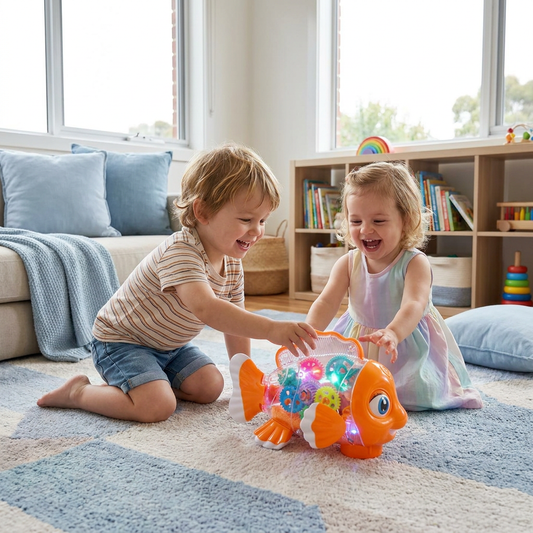 Light-Up Gear Fish Toy for Kids – Transparent Moving Gears with Music & Motion