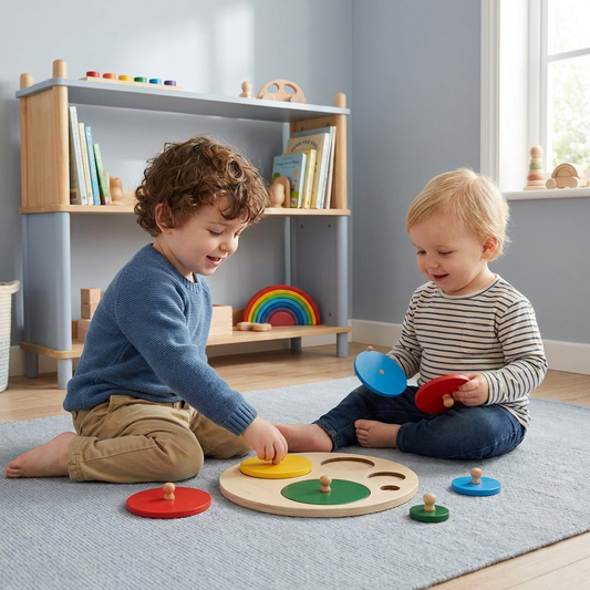 Montessori Wooden Shape Puzzle – Geometry & Color Sorting Learning Toy for Kids