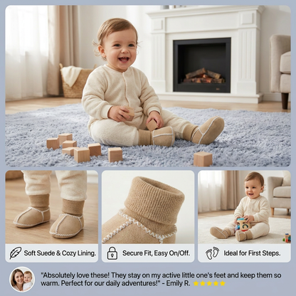Lined baby winter sock shoes in suede look