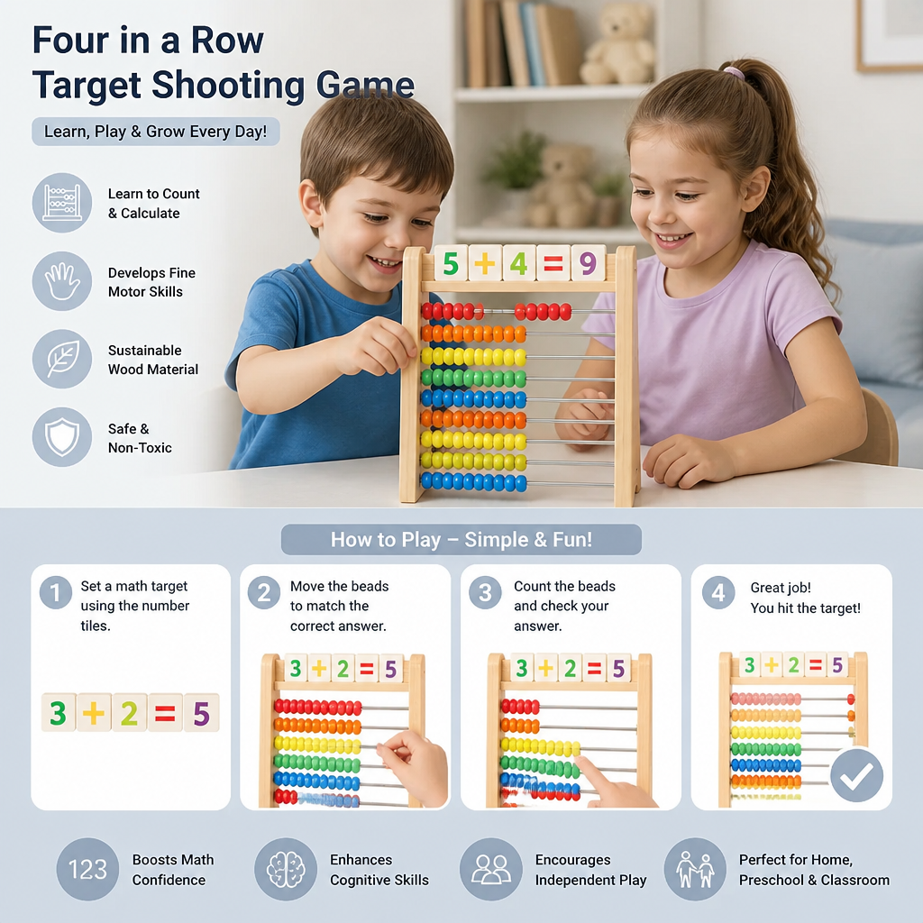 Wooden Abacus Counting Frame – Educational Toy for Learning to Count and Calculate