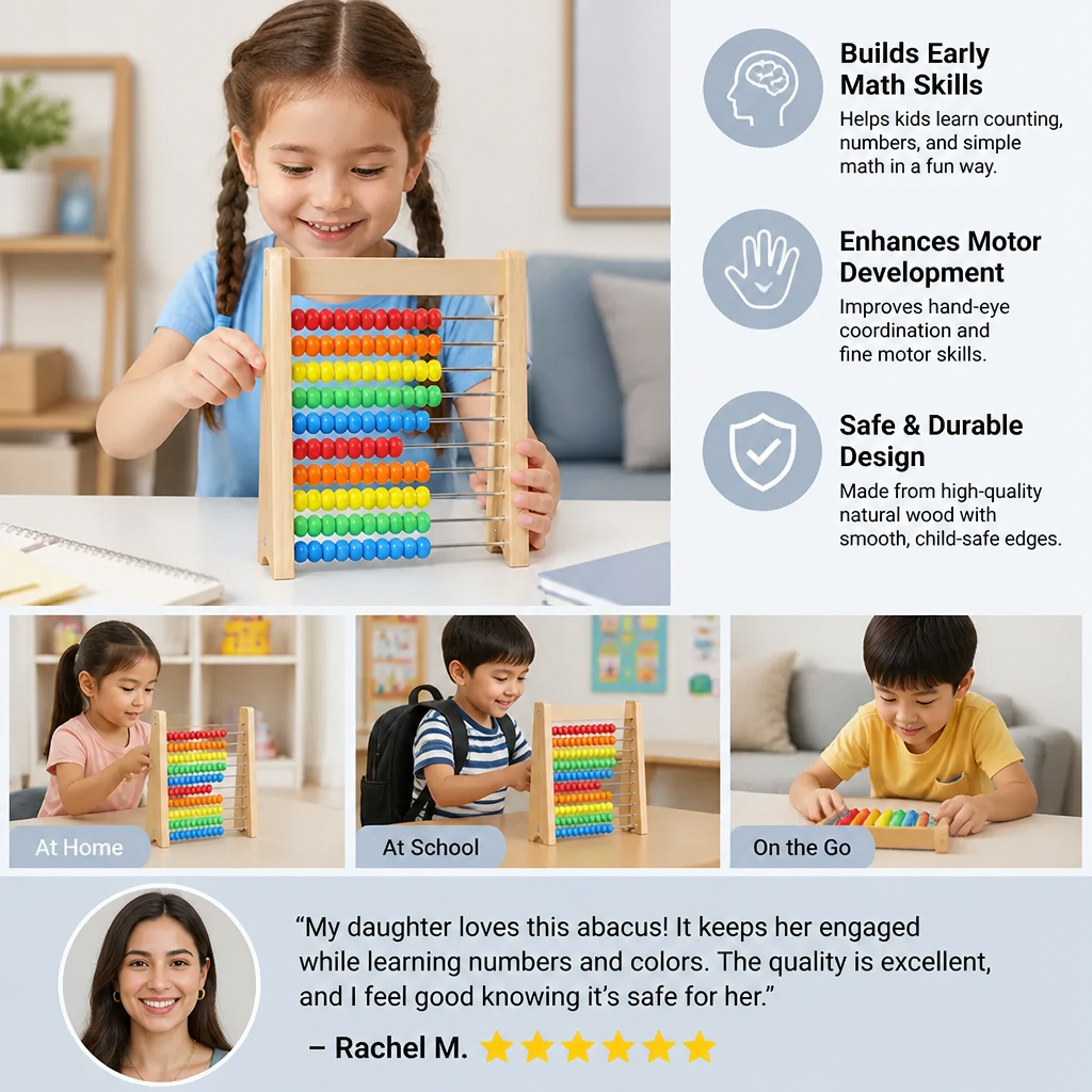 Wooden Abacus Counting Frame – Educational Toy for Learning to Count and Calculate