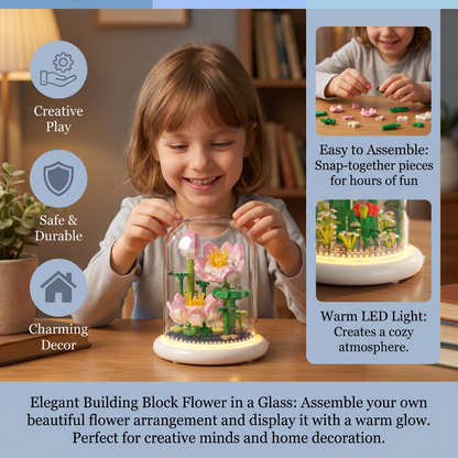 Elegant Building Block Flower in a Glass