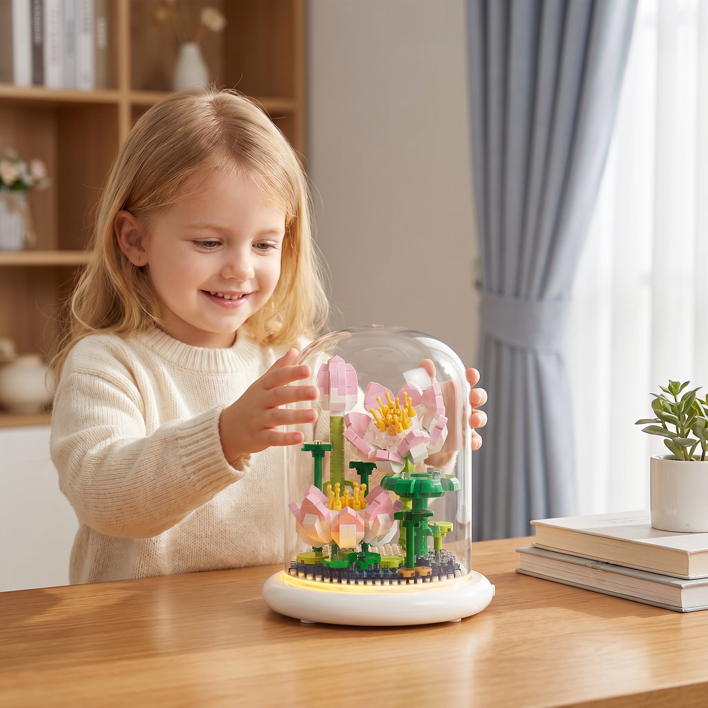 Elegant Building Block Flower in a Glass