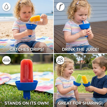 2-Pack Drip-Proof Popsicle Holder for Kids – No-Mess Ice Cream Catcher with Straw