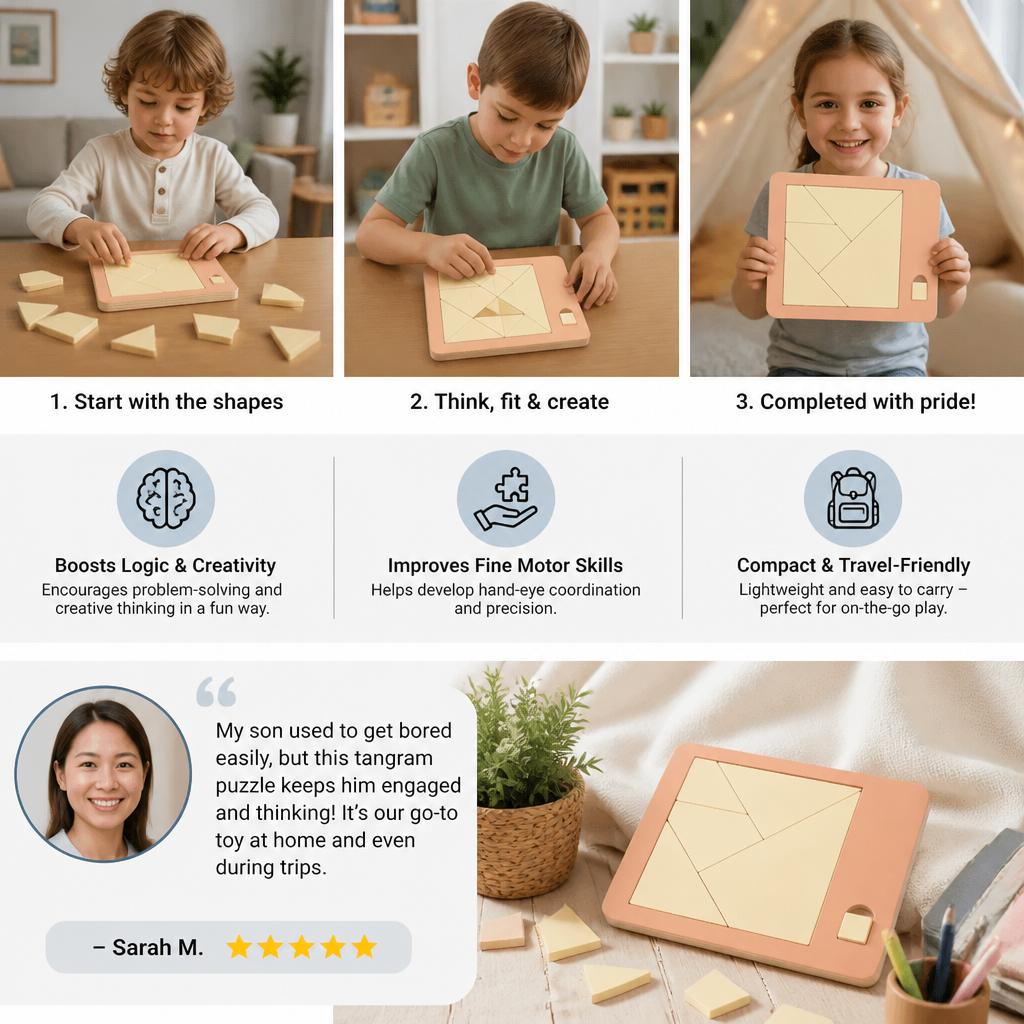 Wooden Tangram puzzle game