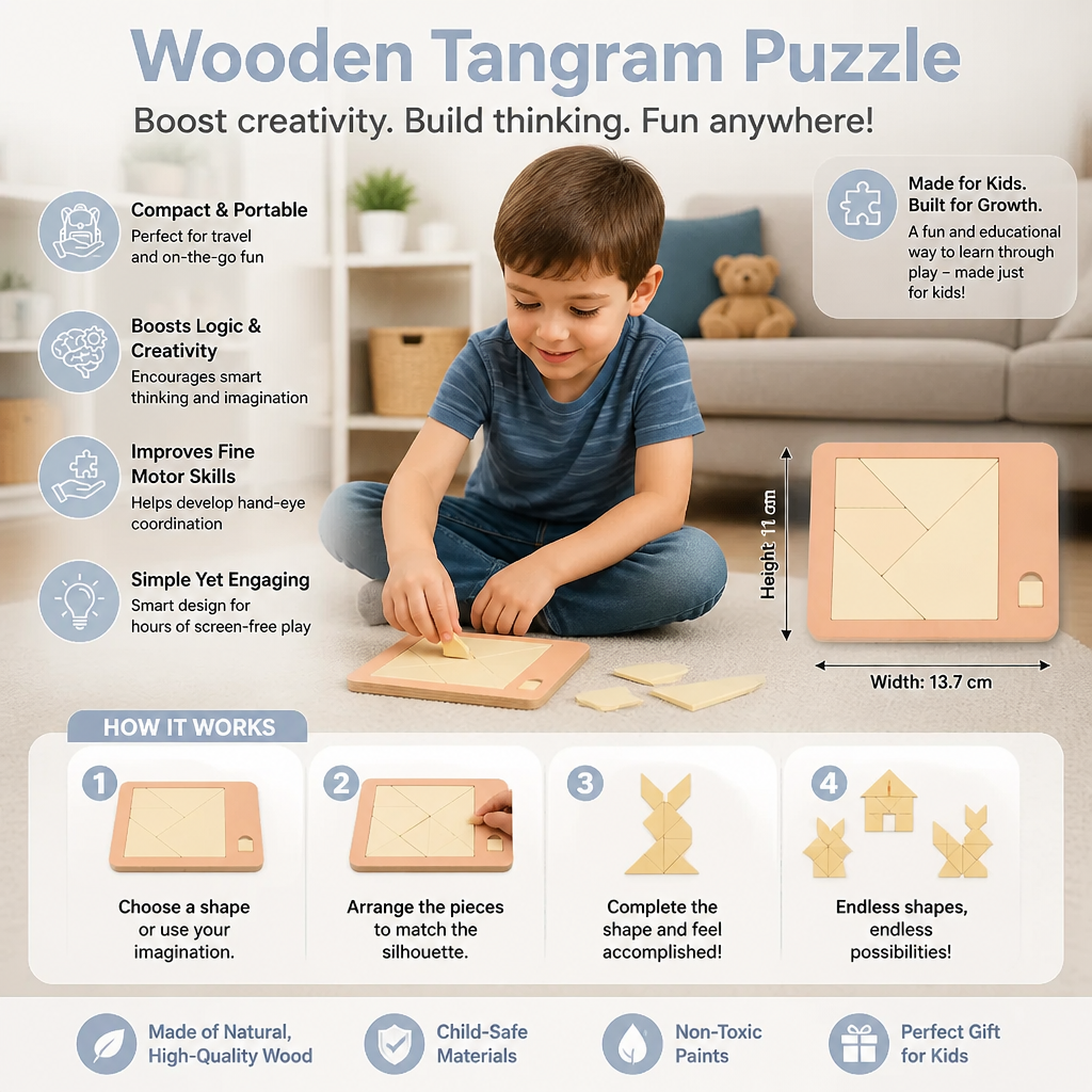 Wooden Tangram puzzle game