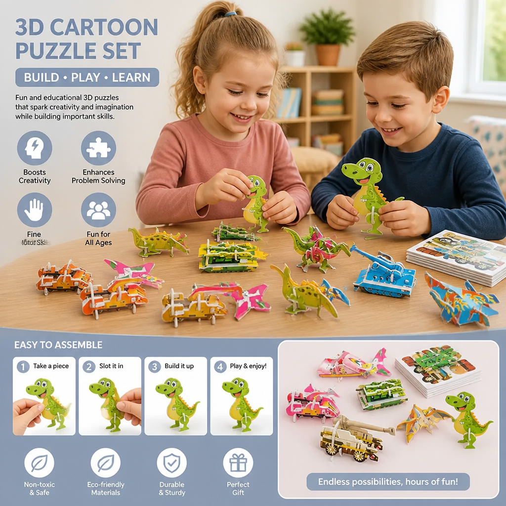3D Cartoon Puzzle Set for Children