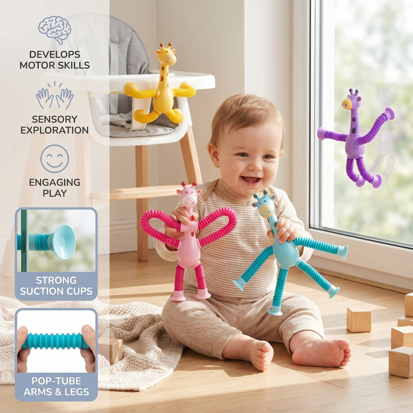 Sensory Suction Cup Giraffe Baby Toy