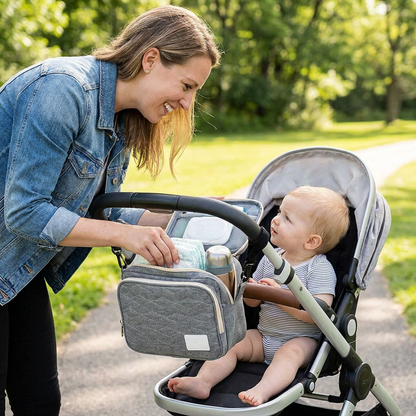 3in1 Stroller Organizer Bag – Waterproof Diaper Caddy with Insulated Pockets