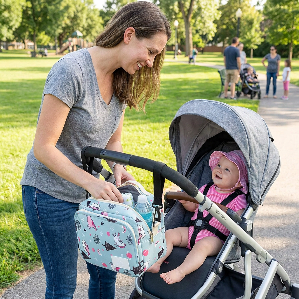 3in1 Stroller Organizer Bag – Waterproof Diaper Caddy with Insulated Pockets