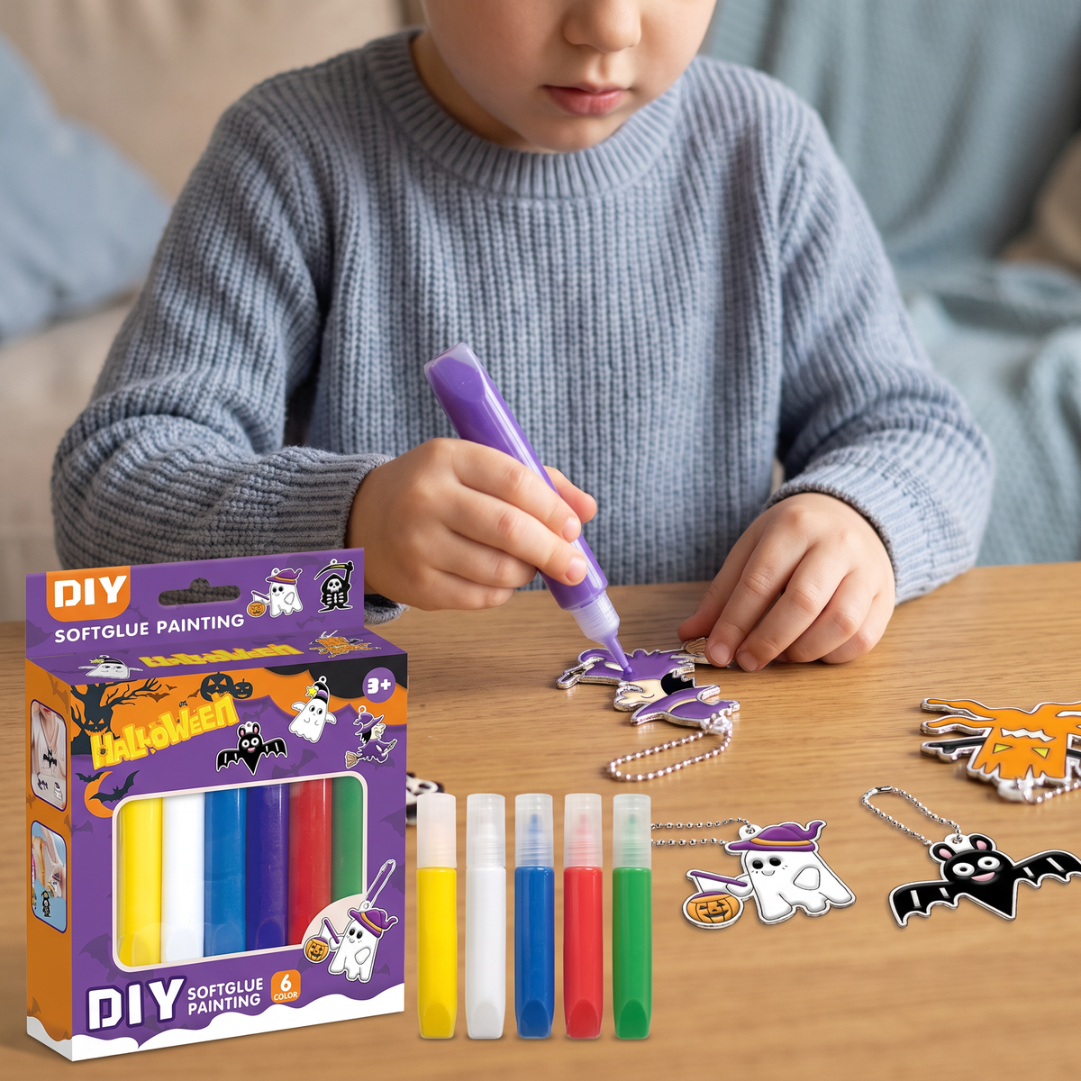 DIY Christmas No-Bake Glue Painting Ornament Craft Kit for Kids