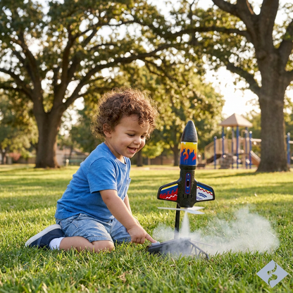 Children's Kung Fu Rocket with Parachute Light-Up Outdoor Sports Toy
