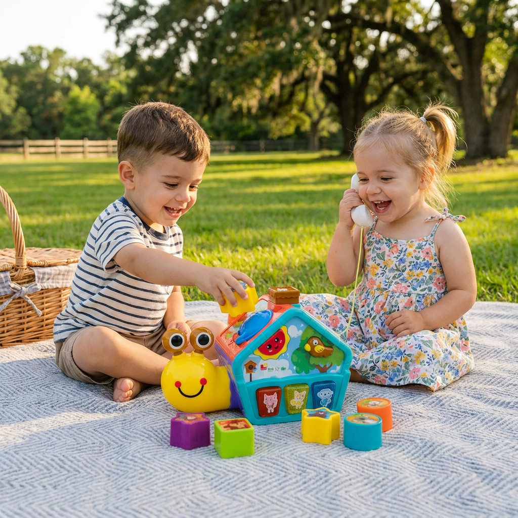 Baby Snail Learning Toy with Phone, Shape Sorter & Animal Sounds
