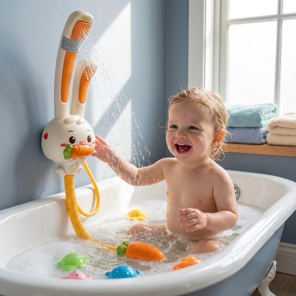 Baby Shower Toy with Bunny Design and Carrot Spray Head