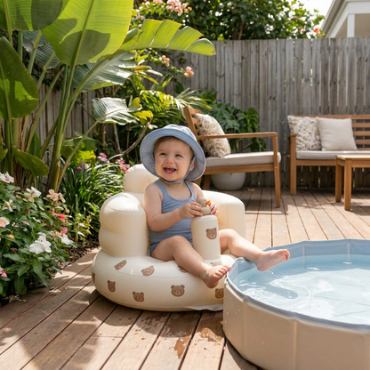 Inflatable Baby Seat with Bear Print for Sitting and Bath