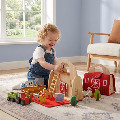 Montessori Wooden & Felt Farm Travel Toy – Perfect for On-the-Go Play