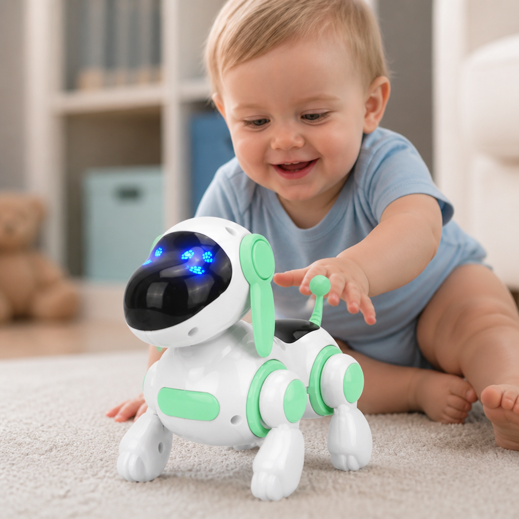 Electric Robot Dog Toy with Walking, Sound & LED Lights for Kids