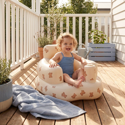 Inflatable Baby Seat with Bear Print for Sitting and Bath