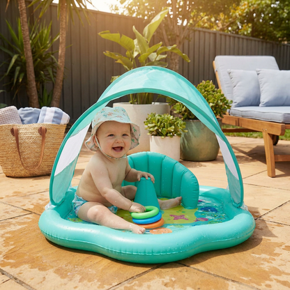 Inflatable Baby Splash Play Mat with Canopy – Water Play & Sun Protection for Toddlers