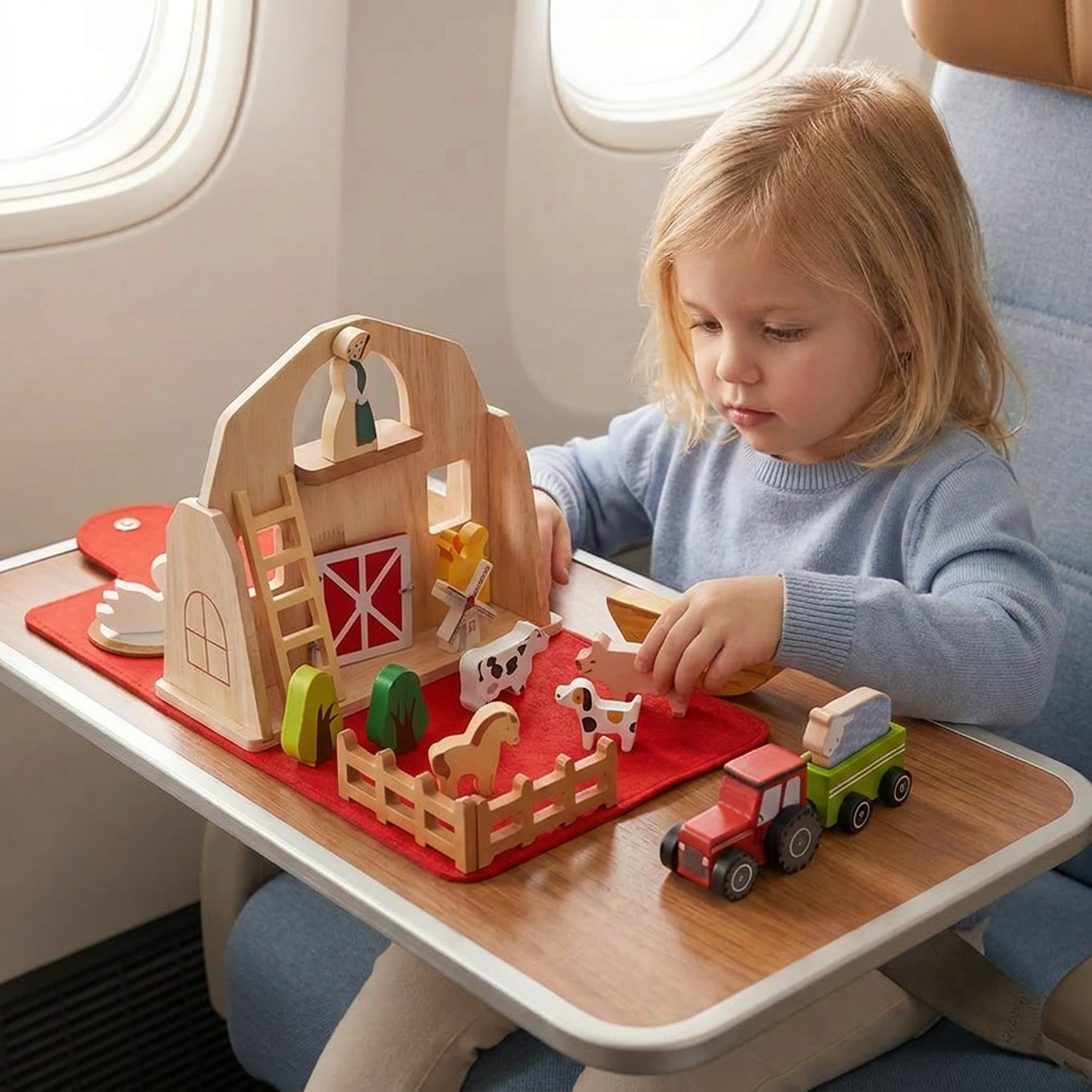 Montessori Wooden & Felt Farm Travel Toy – Perfect for On-the-Go Play