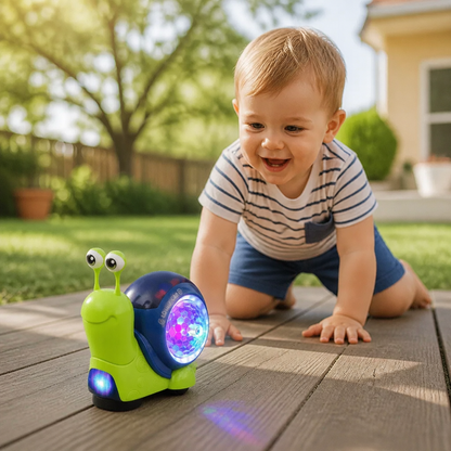 Light-up and music-playing snail crawling toy
