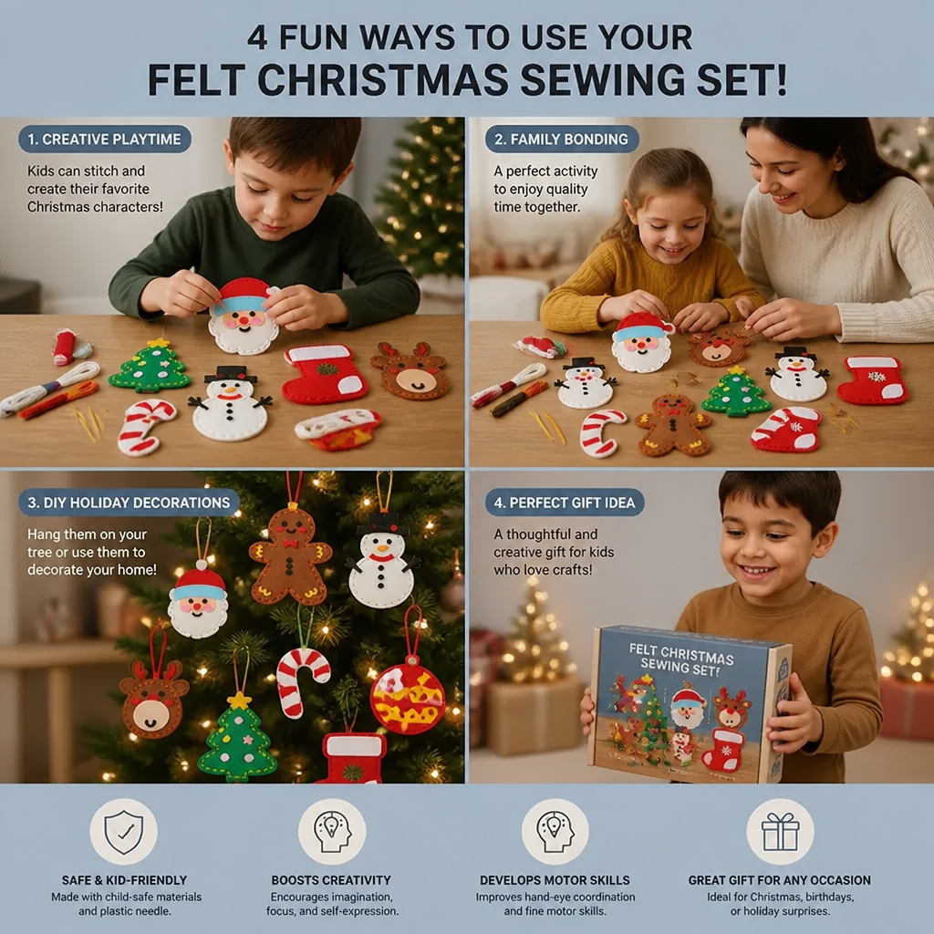 Safe DIY Felt Christmas Sewing Set