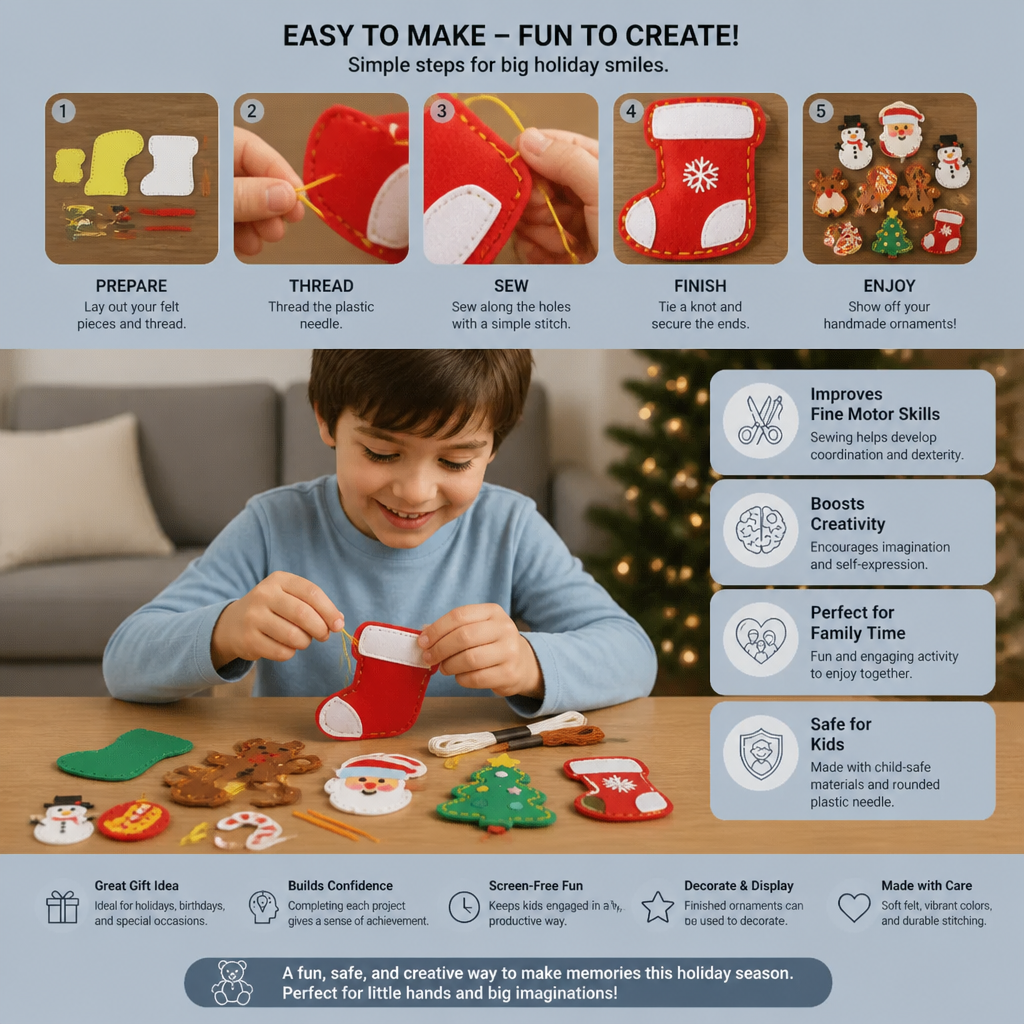 Safe DIY Felt Christmas Sewing Set