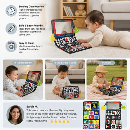 Interactive Baby Mirror Book – Foldable & Washable Soft Cloth Toy