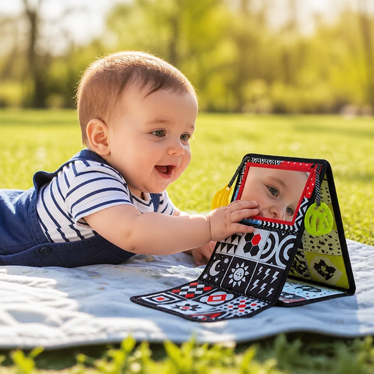 Interactive Baby Mirror Book – Foldable & Washable Soft Cloth Toy