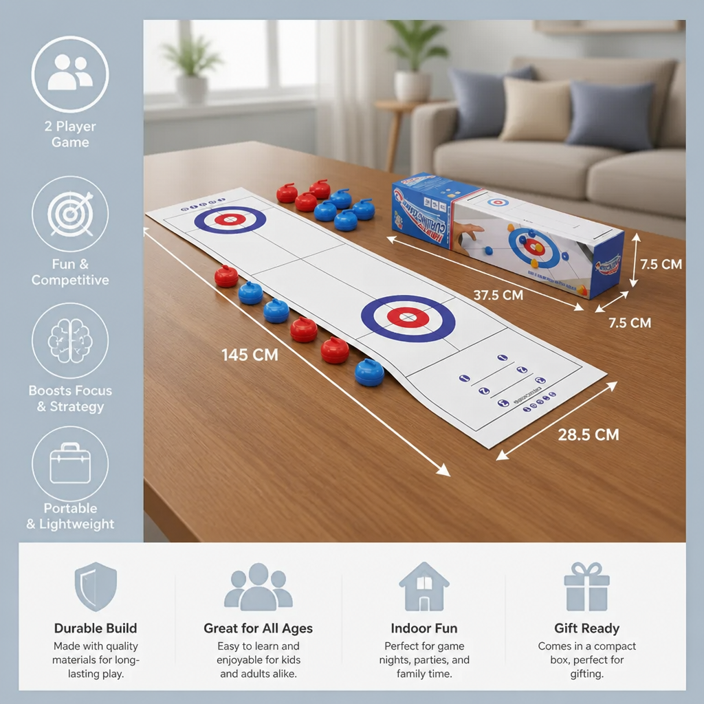 Portable Tabletop Curling Game – 2-Player Competition Set