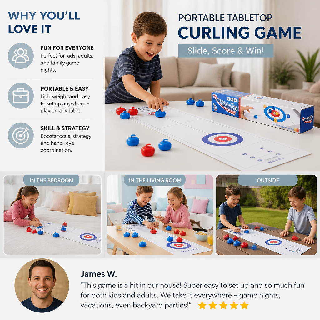 Portable Tabletop Curling Game – 2-Player Competition Set
