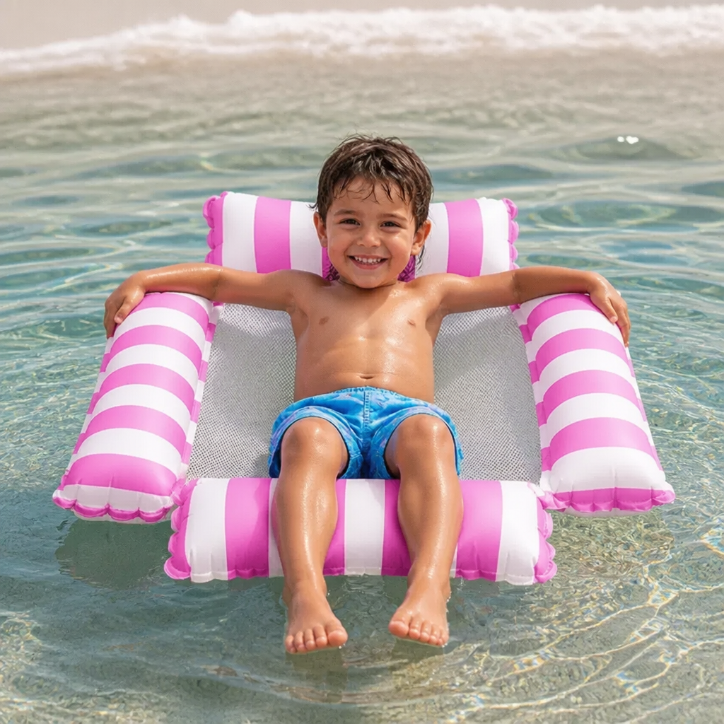 Inflatable Pool Seat for Kids – Water Hammock with Mesh Surface