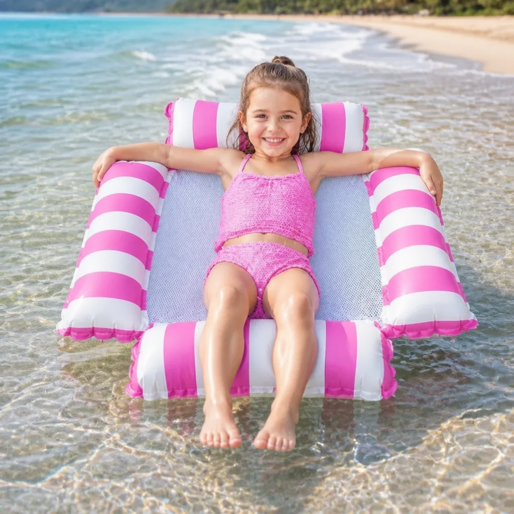 Inflatable Pool Seat for Kids – Water Hammock with Mesh Surface