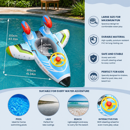 Inflatable Jet Fighter Pool Float with Seat & Steering Wheel