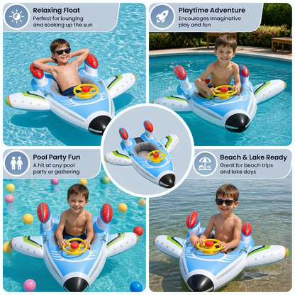 Inflatable Jet Fighter Pool Float with Seat & Steering Wheel