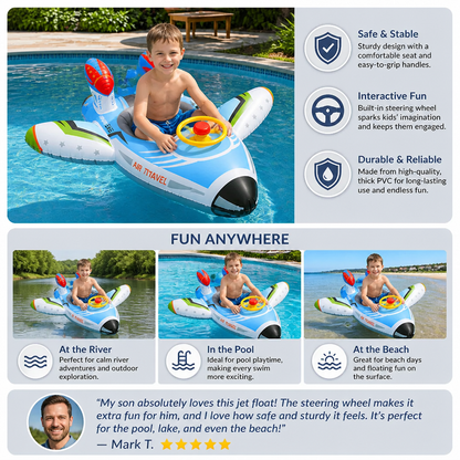 Inflatable Jet Fighter Pool Float with Seat & Steering Wheel