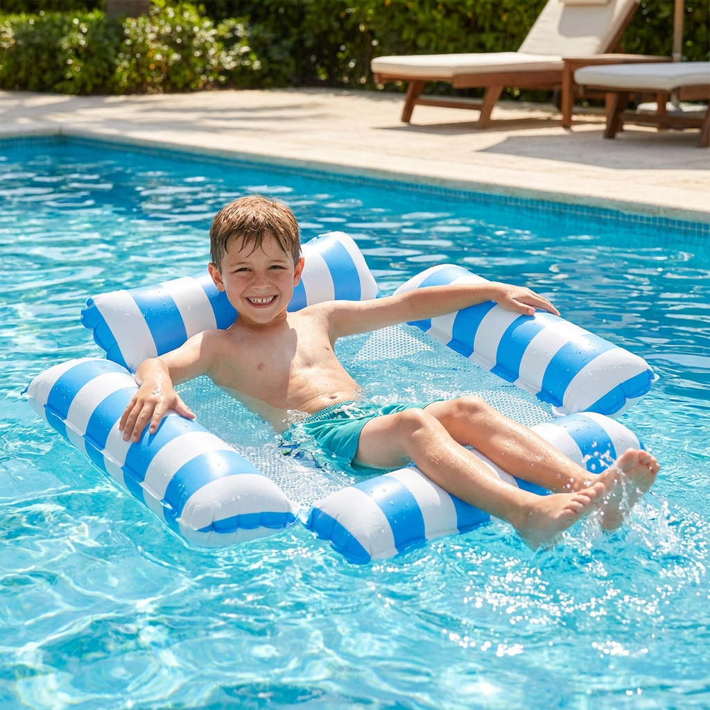 Inflatable Pool Seat for Kids – Water Hammock with Mesh Surface