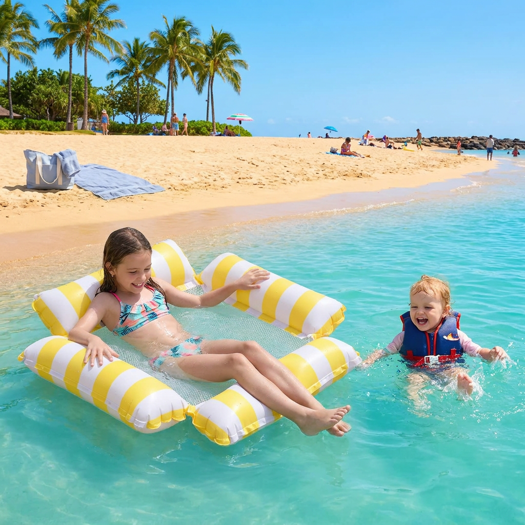Inflatable Pool Seat for Kids – Water Hammock with Mesh Surface