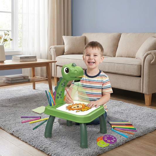 Dinosaur Projection Drawing Table for Kids with Markers and Music