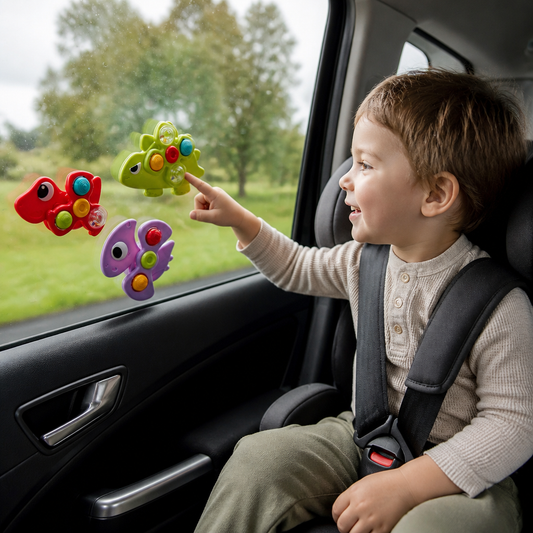 Dinosaur Suction Cup Spinner Toy for Babies & Toddlers Set of 3