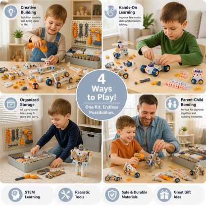 Kids’ DIY Tool Kit with Electric Drill – STEM Building Playset