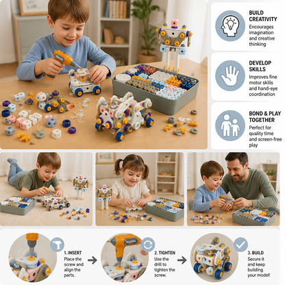 Kids’ DIY Tool Kit with Electric Drill – STEM Building Playset