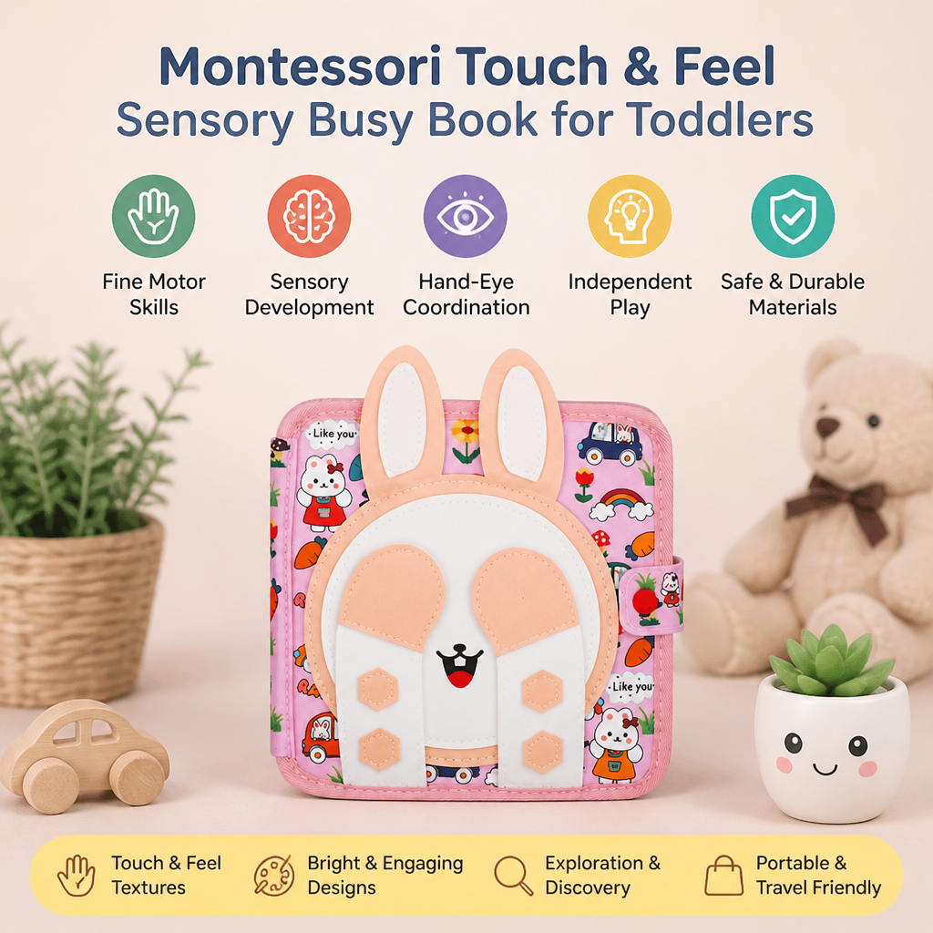 Montessori Touch & Feel Sensory Busy Book for Toddlers