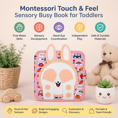 Montessori Touch & Feel Sensory Busy Book for Toddlers