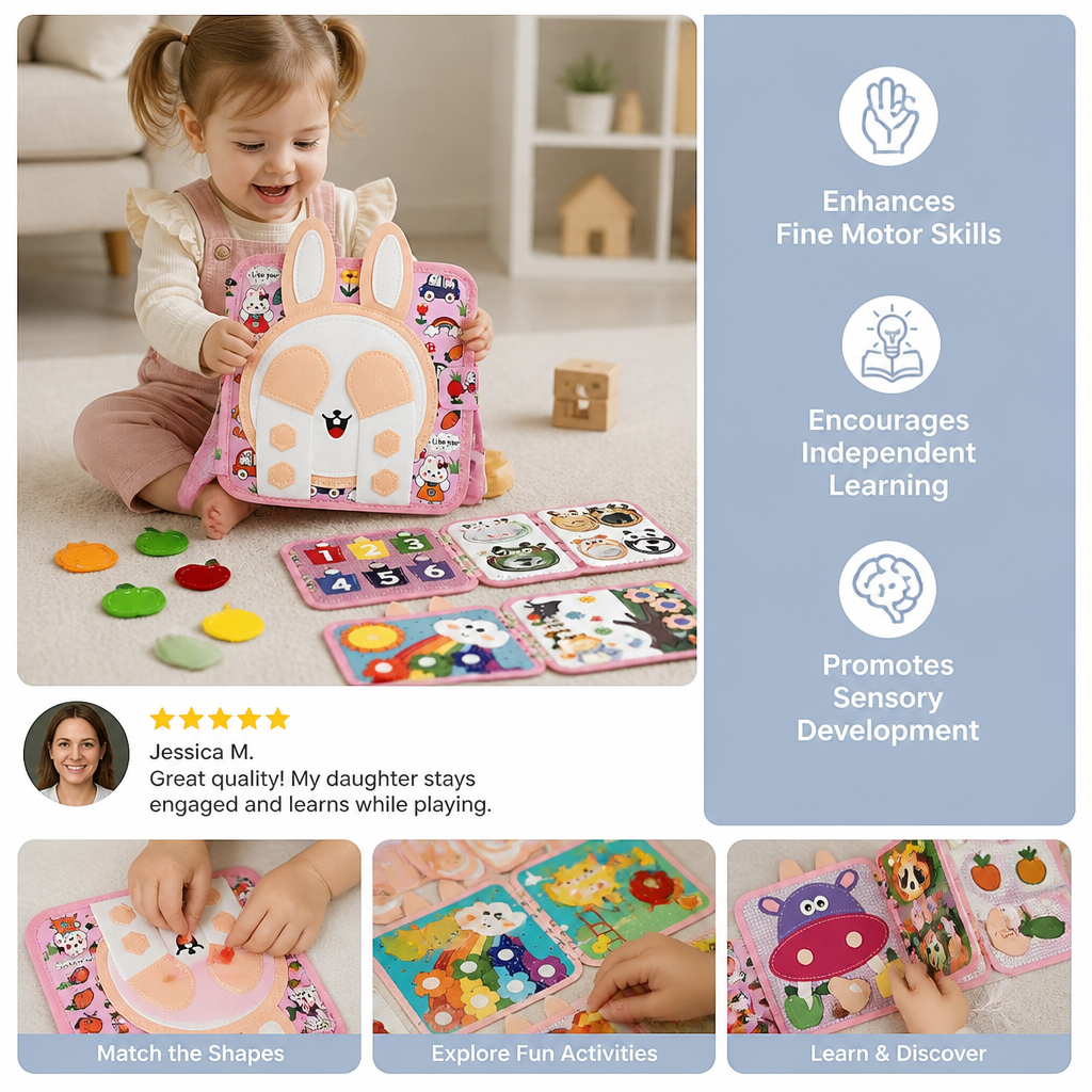 Montessori Touch & Feel Sensory Busy Book for Toddlers
