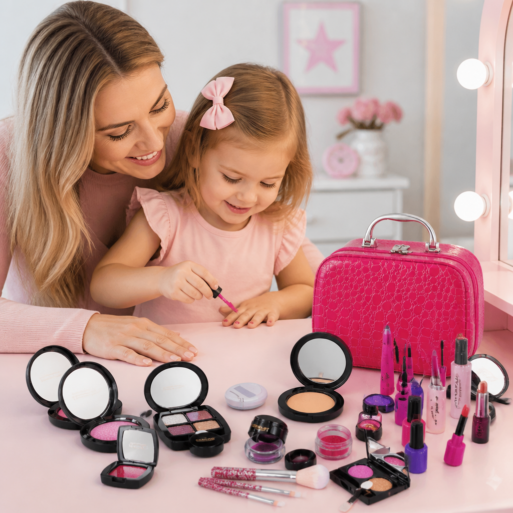 Make-up Play Set for Girls – Safe Kids Cosmetic Set with Practical Bag