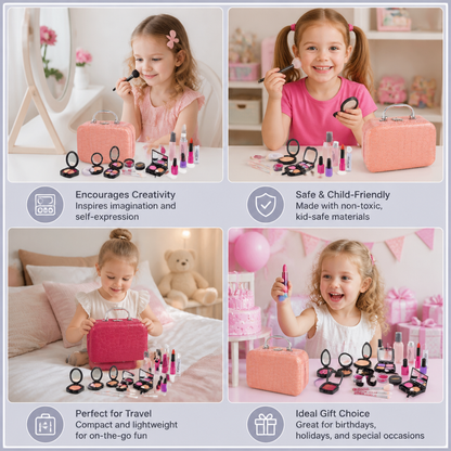 Make-up Play Set for Girls – Safe Kids Cosmetic Set with Practical Bag