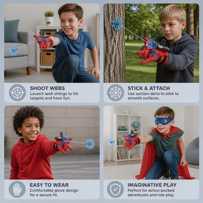 Superhero Web Launcher Glove Set – Wrist String Shooter with Suction Darts