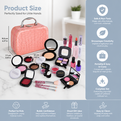 Make-up Play Set for Girls – Safe Kids Cosmetic Set with Practical Bag